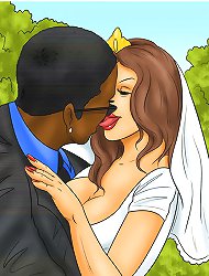 Cartoon porn comics. Pink limo for white bride, but she wants to ride on black drivers cock too