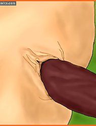 Aren�t two ebony crimson crowbars too much for one cartoon porn vagina?